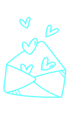 Newslettericon mit Herzen, die aus dem Briefumschlag kommen